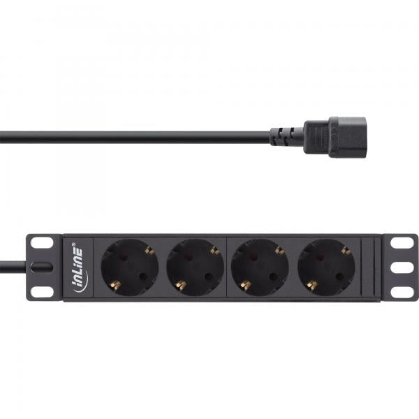 InLine 10", contatto di protezione a 4 vie, connessione C14, senza interruttore