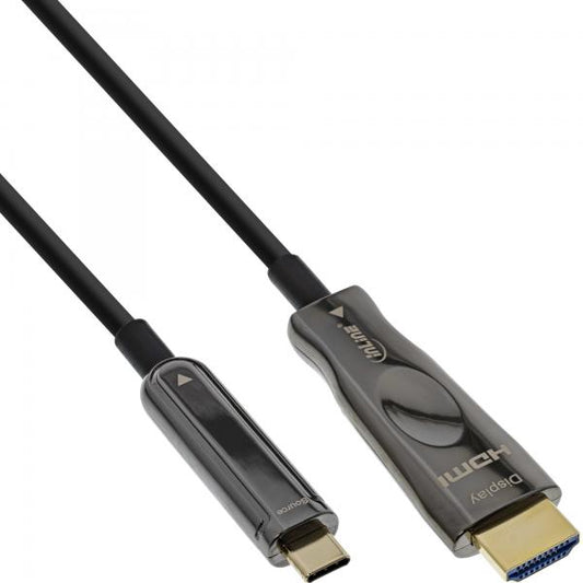 InLine Cavo USB Display AOC, da Type-C M a HDMI M (mod. DP Alt), 50m