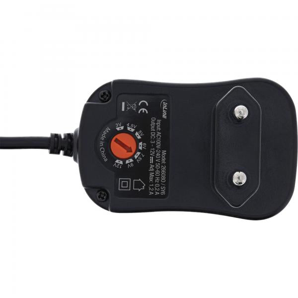 InLine Alimentatore universale 12W, da 110-240V a 3-12V, max. 1000mA