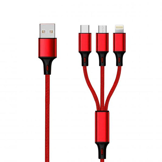 2GO 797150 cavo USB 1,5 m USB B USB C/Micro-USB B/Lightning Rosso