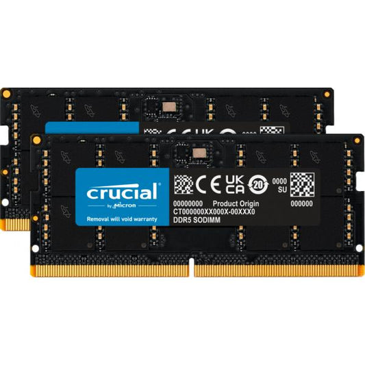 Crucial CT2K32G48C40S5 memoria 64 GB 2 x 32 GB DDR5 4800 MHz (Crucial RAM - 64 GB [2 x 32 GB Kit] - DDR5 4800 SO-DIMM CL40)