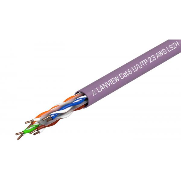 Lanview LVN122150 cavo di rete Viola 305 m Cat6 U/UTP [UTP] (Cat6 U-UTP Network Cable - 4x2xAWG24 LSZH Purple 305m - Box - Warranty: 300M)