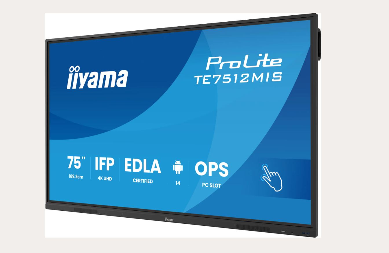 iiyama 75" iiWare13E , Android 14, EDLA/non-EDLA 8/128GB, 40-Points PureTouch IR with Zero Gap - Air bonding, 3840x2160, UHD VA panel, Fan-less, Speakers 2x 20W front, VGA, HDMI 2x HDMI-out, 2x USB-C
