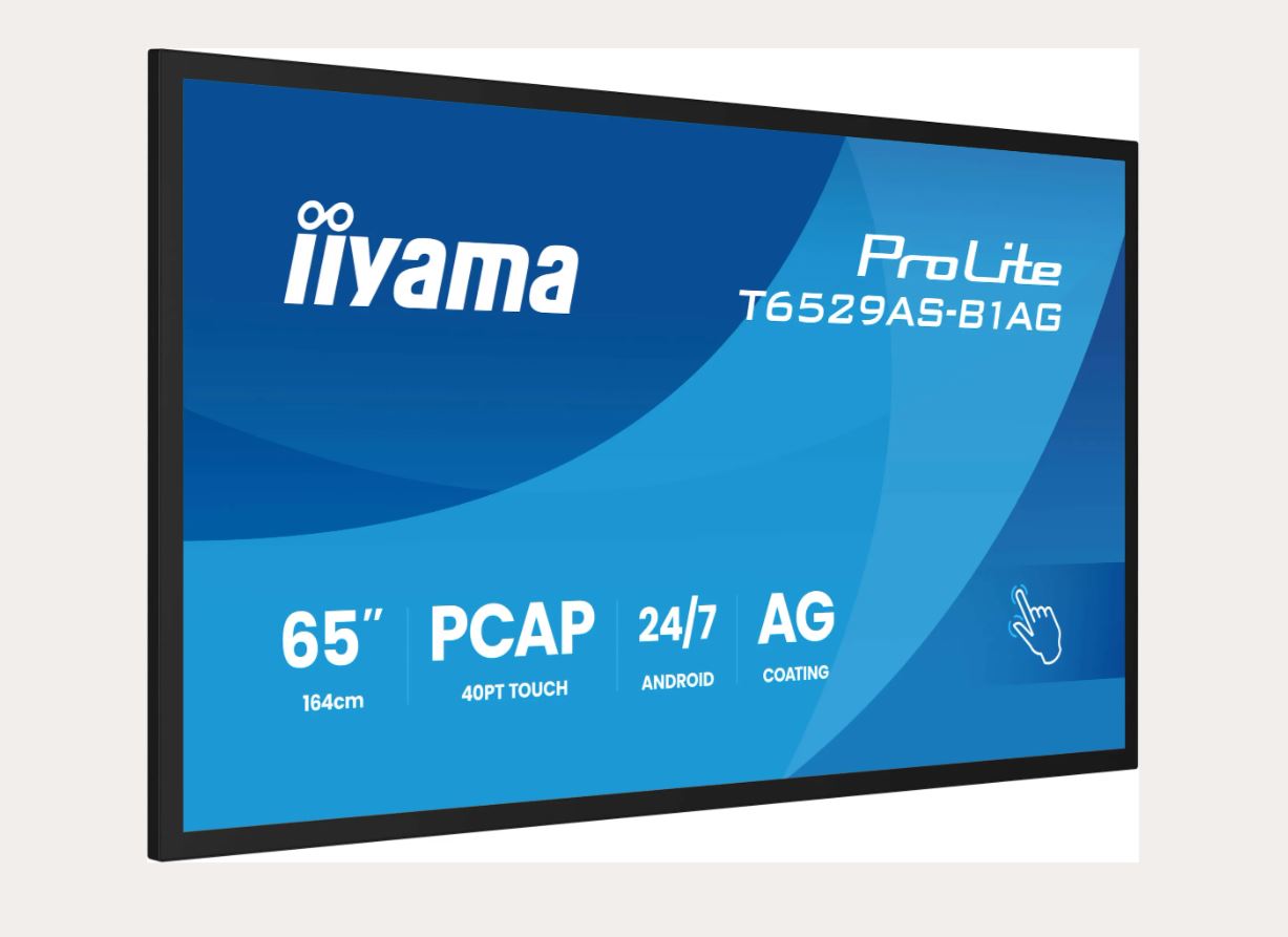 iiyama ProLite T6529AS-B1AG - 165 cm (65") Diagonalklasse (164 cm (64.5") sichtbar) LCD-Display mit LED-Hintergrundbeleuchtung - Digital Signage - mit Touchscreen (Multi-Touch) - 4K UHD (2160p) 3840