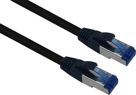 Helos - Patch-Kabel - RJ-45 (M) zu RJ-45 (M) - 10 m - SFTP - CAT 6a - im Freien, ohne Haken - Schwarz