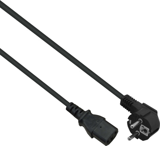 Helos Netzanschlusskabel, Schutzkontaktstecker 90 auf C13, schwarz, 0,5m Netzkabel , CEE 7/7 90 gewinkelt (Schutzkontaktstecker) auf C13 Kaltgertebuchse , Querschnitt: 3 x 0,75mm , bis 10 A / 250
