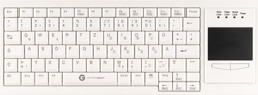 GETT Gertetechnik CleanType Xtra Touch WL - Tastatur - 75% - compact TKL - mit Touchpad - kabellos - 2,4 GHz - QWERTZ - Deutsch - wei (KL30219)
