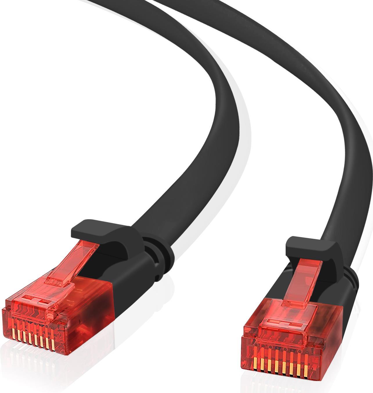 Helos Ultra Slim - Patch-Kabel - RJ-45 (M) zu RJ-45 (M) - 20 m - UTP - geformt, ohne Haken, flach - Schwarz