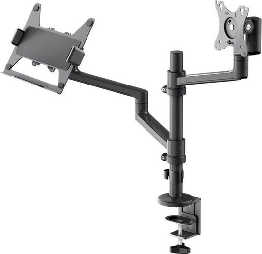 Goobay Deluxe Monitorhalterung mit Laptop-Arm, schwarz (74417)