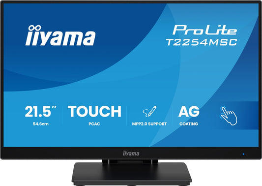 Iiyama TFT T2254MSC PCAP IPS 21.5''//HDMI/DP/2xUSB - Flachbildschirm (TFT/LCD) - 54,6 cm (T2254MSC-B2AG)