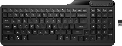 HP 475 - Tastatur - Dual-Mode, Multi-Device, kompakt, 2-Zonen-Layout, geringer Tastenhub, 12 programmierbare Tasten - kabellos - 2,4 GHz, Bluetooth 5,3 - Deutsch - Jet Black (7N7B9AA#ABD)