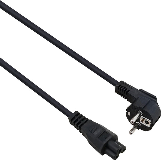 Helos - Stromkabel - CEE 7/7 gewinkelt zu IEC 60320 C5 gerade - 250 V - 10 A - 3 m - Schwarz