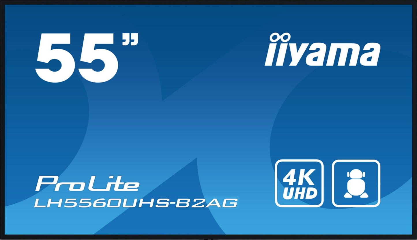 iiyama ProLite LH5560UHS-B2AG Signage Display 139 cm (54,6 Zoll) 4K UHD (3840 x 2160), VA, 500cd/m, 24/7, LAN, WiFi, Android 11 OS (LH5560UHS-B2AG)
