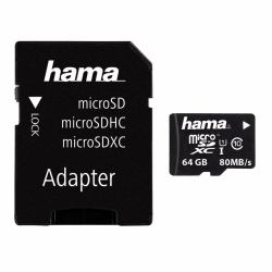 Hama microSDXC 64GB UHS-I Classe 10 (64GB C10 UHS-I MICROSDHC 80MB/S)