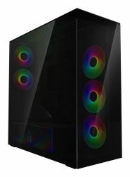 ARCTIC Xtender VG [Black] Midi Tower Nero (ARCTIC Xtender [VG Black] Case w/ Tinted Glass Side and Front, E-ATX, 5x ARGB Fans, ARGB PSU Shroud, Mesh Airflow, GPU Vertical Mount, USB-C 10Gbps)